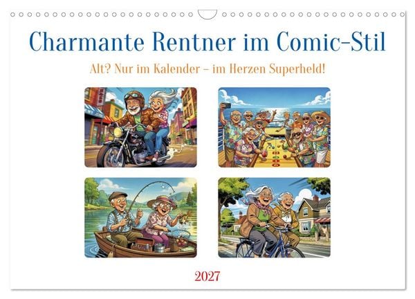 Produktbild: Charmante Rentner im Comic-Stil (Wandkalender 2027 DIN A3 quer), CALVENDO Monatskalender