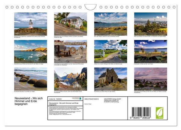 Produktbild: Neuseeland - Wo sich Himmel und Erde begegnen (Wandkalender 2026 DIN A4 quer), CALVENDO Monatskalender
