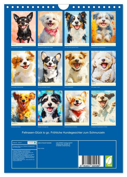 Produktbild: Fellnasen-Gl&uuml;ck to go. Fr&ouml;hliche Hundegesichter zum Schmunzeln (Wandkalender 2026 DIN A4 hoch), CALVENDO Monatskalender