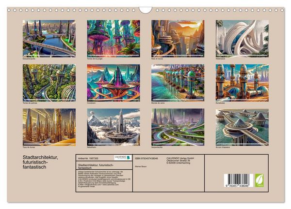Produktbild: Stadtarchitektur, futuristisch-fantastisch (Wandkalender 2026 DIN A3 quer), CALVENDO Monatskalender