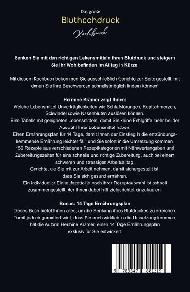 Produktbild: Das gro&szlig;e Bluthochdruck Kochbuch! Inklusive N&auml;hrwerteangaben und 14 Tage Ern&auml;hrungsplan! 1. Auflage