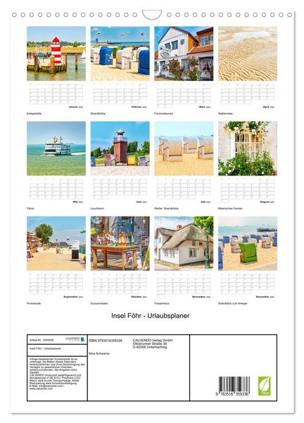 Produktbild: Insel F&ouml;hr - Urlaubsplaner (Wandkalender 2026 DIN A3 hoch), CALVENDO Monatskalender