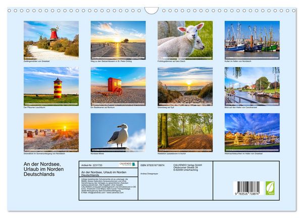 Produktbild: An der Nordsee, Urlaub im Norden Deutschlands (Wandkalender 2026 DIN A3 quer), CALVENDO Monatskalender