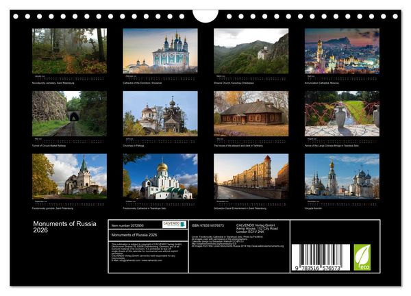 Produktbild: Monuments of Russia 2026 (Wall Calendar 2026 DIN A4 landscape), CALVENDO 12 Month Wall Calendar