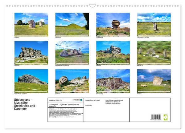 Produktbild: S&uuml;dengland - Mystische Steinkreise und Dartmoor (Wandkalender 2026 DIN A2 quer), CALVENDO Monatskalender