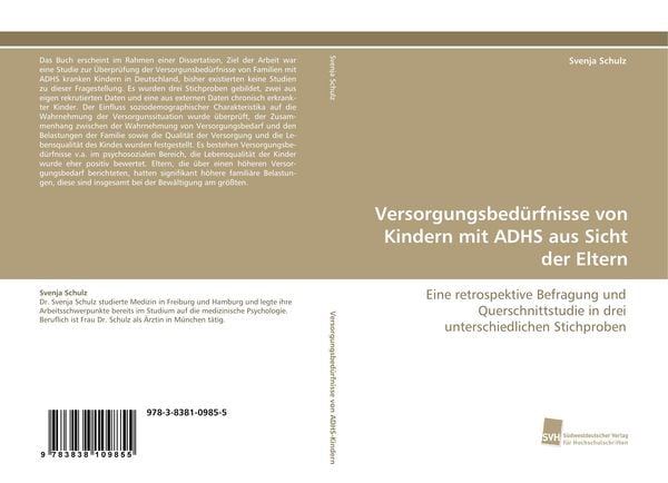 Produktbild: Versorgungsbed&uuml;rfnisse von Kindern mit ADHS aus Sicht der Eltern