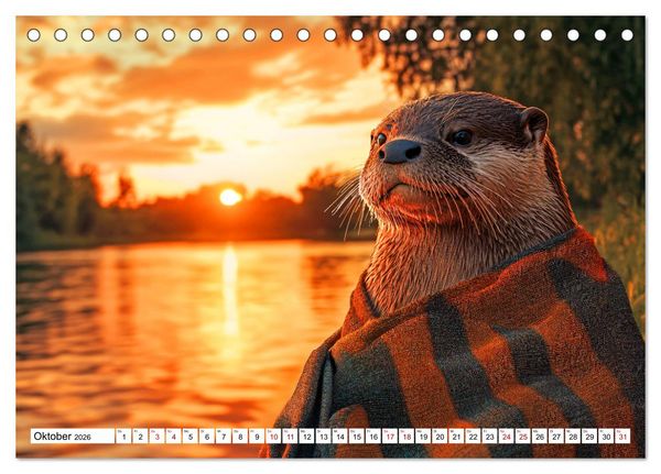 Produktbild: Otterwegs - 12 Monate tierischer Urlaubsspa&szlig; (Tischkalender 2026 DIN A5 quer), CALVENDO Monatskalender