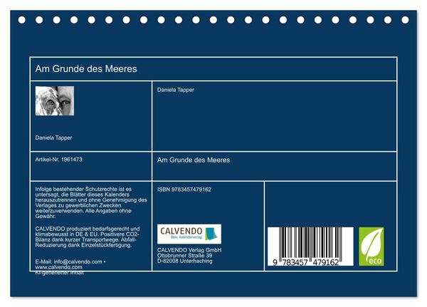 Produktbild: Am Grunde des Meeres (Tischkalender 2026 DIN A5 quer), CALVENDO Monatskalender