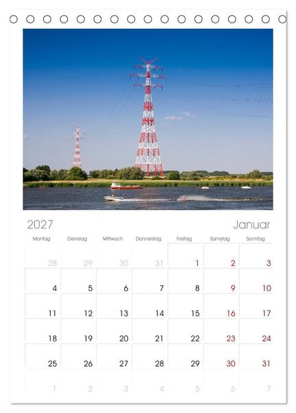 Produktbild: Tischplaner 2027 - Das Alte Land und die Elbe. Auf dem Weg zur Flussm&uuml;ndung (A5 Tischkalender zum Aufstellen) CALVENDO