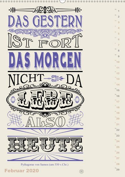 Produktbild: Die sch&ouml;nsten Lebensweisheiten Typo - Kalender (Premium, hochwertiger DIN A2 Wandkalender 2020, Kunstdruck in Hochglanz)