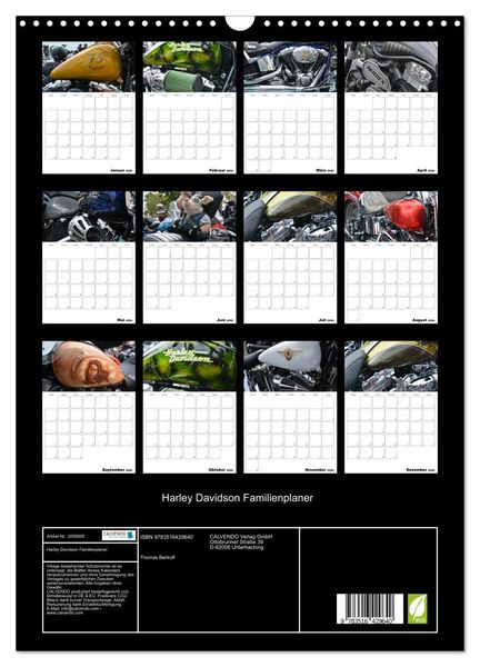 Produktbild: Harley Davidson Familienplaner (Wandkalender 2026 DIN A3 hoch), CALVENDO Monatskalender