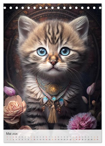 Produktbild: Boho Katzenbabys (Tischkalender 2026 DIN A5 hoch), CALVENDO Monatskalender