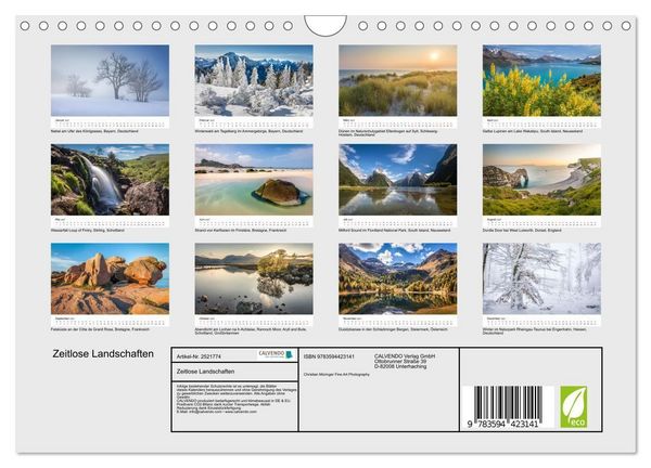 Produktbild: Zeitlose Landschaften (Wandkalender 2027 DIN A4 quer), CALVENDO Monatskalender