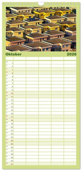 Produktbild: Familienplaner 2026 - Halle an der Saale von oben mit 5 Spalten (Wandkalender, 21 x 45 cm) CALVENDO