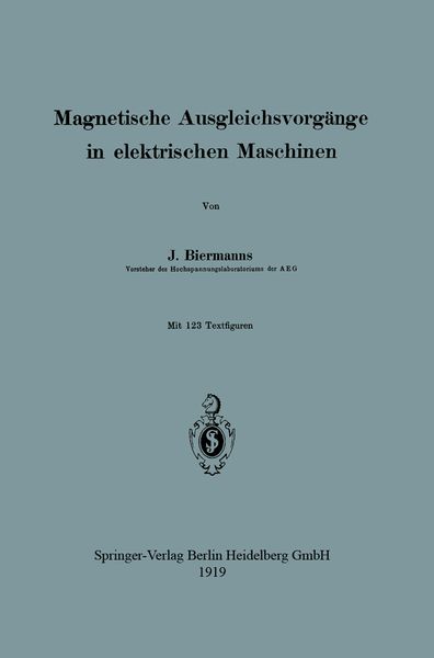 Produktbild: Magnetische Ausgleichsvorg&auml;nge in elektrischen Maschinen