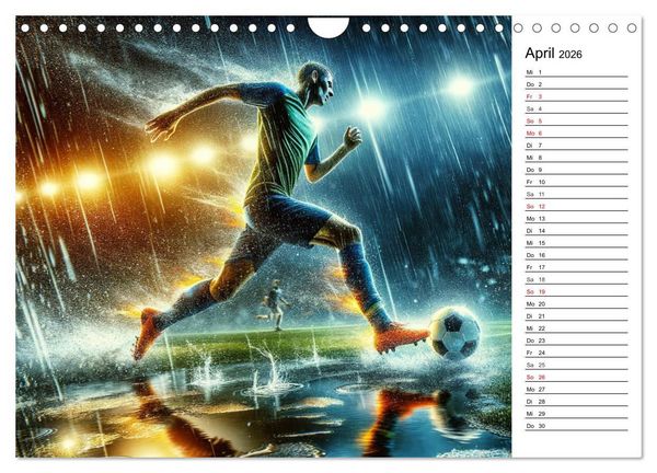 Produktbild: Fu&szlig;ball Highlights - Von der KI geschaffene Spielmomente (Wandkalender 2026 DIN A4 quer), CALVENDO Monatskalender