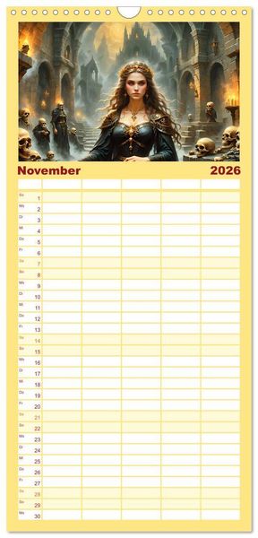 Produktbild: Familienplaner 2026 - Unsterbliche Mythen des Nordens mit 5 Spalten (Wandkalender, 21 x 45 cm) CALVENDO