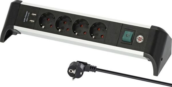 Produktbild: Brennenstuhl 1391040410 Steckdosenleiste mit Schalter Silber, Schwarz Schutzkontakt 1St.