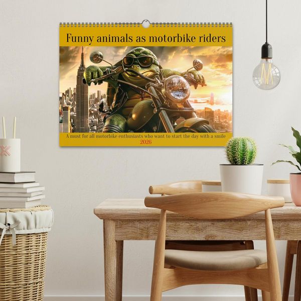 Produktbild: Funny animals as motorbike riders (Wall Calendar 2026 DIN A3 landscape), CALVENDO 12 Month Wall Calendar
