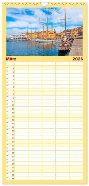 Produktbild: Familienplaner 2026 - Zauber der C&ocirc;te d'Azur mit 5 Spalten (Wandkalender, 21 x 45 cm) CALVENDO