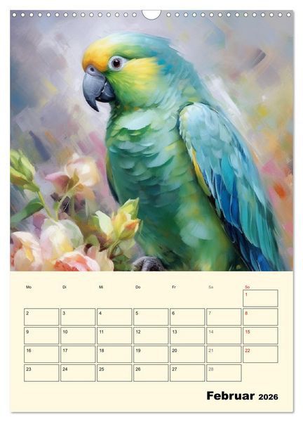Produktbild: Bunte V&ouml;gel. Bezaubernde Papageien-Aquarelle (Wandkalender 2026 DIN A3 hoch), CALVENDO Monatskalender