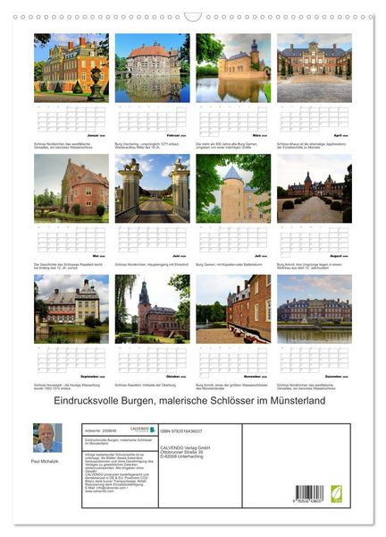 Produktbild: Eindrucksvolle Burgen, malerische Schl&ouml;sser im M&uuml;nsterland (Wandkalender 2026 DIN A2 hoch), CALVENDO Monatskalender