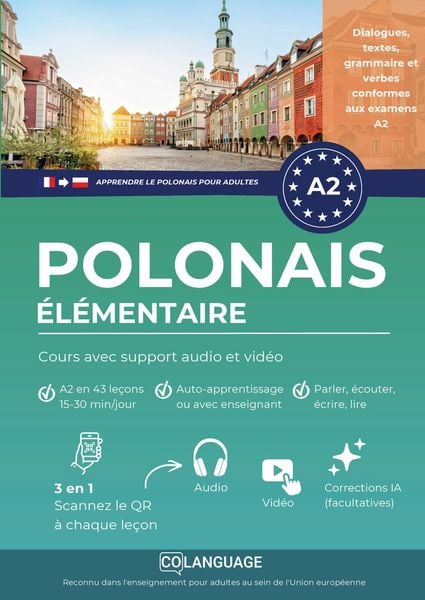 Produktbild: Apprendre le polonais A2 &eacute;l&eacute;mentaire. Cours avec support audio et vid&eacute;o