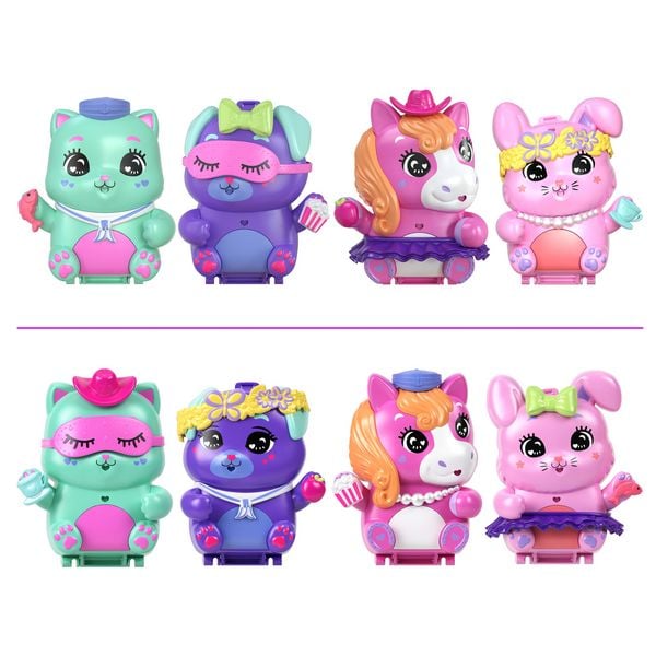 Produktbild: Polly Pocket &Uuml;bernachtungsparty-Welpen-Spielset mit 1 kleinen Puppe und zwei H&uuml;ndchen, Spielzeug f&uuml;r unterwegs mit Zubeh&ouml;r f&uuml;r Mode und Essen