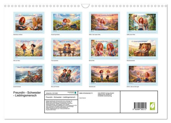 Produktbild: Freundin - Schwester - Lieblingsmensch (Wandkalender 2027 DIN A3 quer), CALVENDO Monatskalender