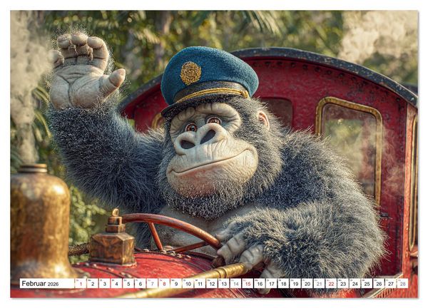 Produktbild: Affentheater - Kinderkalender mit lustigen Affen in verschiedenen Berufen (Wandkalender 2026 DIN A3 quer), CALVENDO Monatskalender