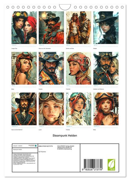 Produktbild: Steampunk Helden (Wandkalender 2026 DIN A4 hoch), CALVENDO Monatskalender