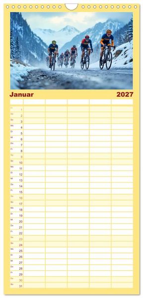 Produktbild: Familienplaner 2027 - Kilometerkiller - Rennrad-Power im Jahresverlauf mit 5 Spalten (Wandkalender, 21 x 45 cm) CALVENDO