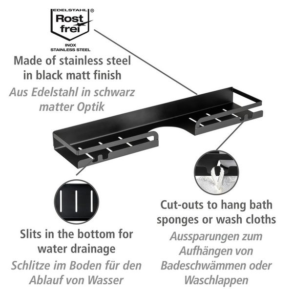 Produktbild: Turbo-Loc&reg; Duschstangencaddy Mod. Altarella L, Schwarz, aus Edelstahl