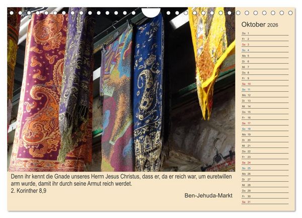 Produktbild: Jerusalem mit Bibelversen / Geburtstagsplaner (Wandkalender 2026 DIN A4 quer), CALVENDO Monatskalender