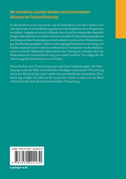 Produktbild: Die Interaktion zwischen lokalen und internationalen Akteuren der Friedensf&ouml;rderung