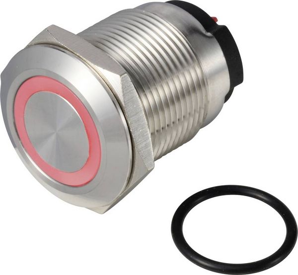 Produktbild: TRU COMPONENTS TC-13224212 ONPOW6319F-10ZE/Q/R/12V/S Drucktaster 36 V DC/AC 2 A 1 x Aus/(Ein) rastend Rot IP65 1 St.