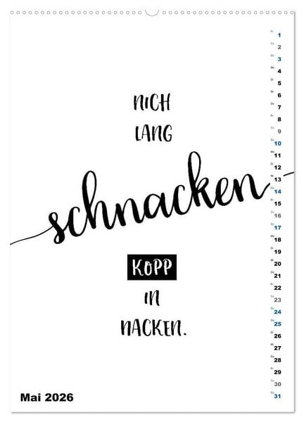 Produktbild: PLATT Typische Spr&uuml;che (Wandkalender 2026 DIN A2 hoch), CALVENDO Monatskalender