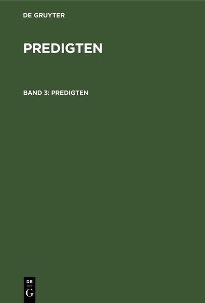 Produktbild: F. Schleiermacher: Predigten. Band 3