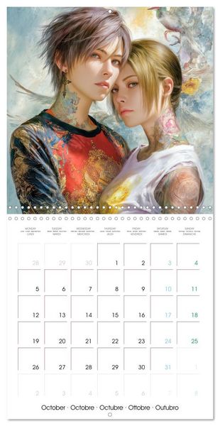 Produktbild: Women with tattoos - Inspired by Asia and the Manga style (Wall Calendar 2026 12 &times; 12 Inch) CALVENDO 12 Month Wall Calendar