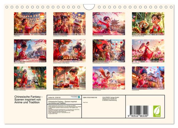 Produktbild: Chinesische Fantasy - Szenen inspiriert von Anime und Tradition (Wandkalender 2027 DIN A4 quer), CALVENDO Monatskalender