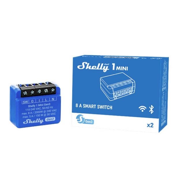 Produktbild: Shelly Plus 1 Mini Gen. 3 Funk-Schalter Wi-Fi, Bluetooth