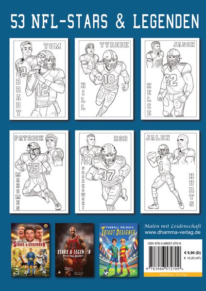 Produktbild: Touchdown-Helden &ndash; Das ultimative American-Football-Malbuch mit 53 eindrucksvollen Portr&auml;ts f&uuml;r Kinder ab 8 Jahren (Deluxe Edition)