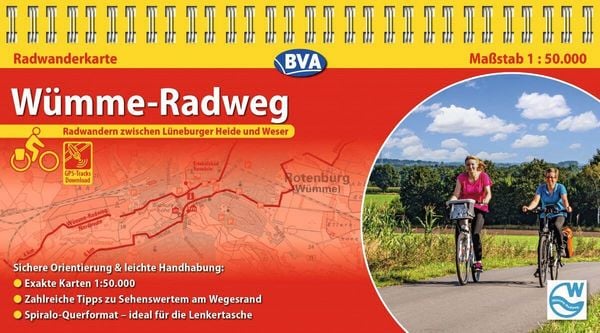 Produktbild: Kompakt-Spiralo BVA W&uuml;mme-Radweg, 1:50.000, mit GPS-Track Download