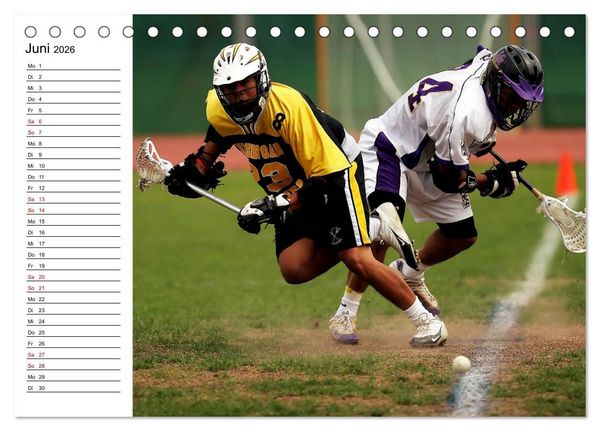 Produktbild: Teamsport Lacrosse - Face-off (Tischkalender 2026 DIN A5 quer), CALVENDO Monatskalender