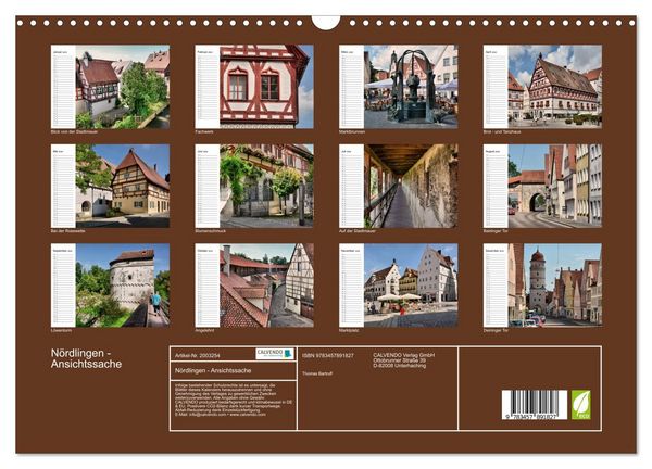 Produktbild: N&ouml;rdlingen - Ansichtssache (Wandkalender 2026 DIN A3 quer), CALVENDO Monatskalender