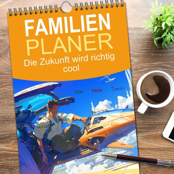 Produktbild: Familienplaner 2026 - Die Zukunft wird richtig cool mit 5 Spalten (Wandkalender, 21 x 45 cm) CALVENDO