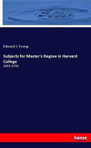 Produktbild: Subjects for Master's Degree in Harvard College