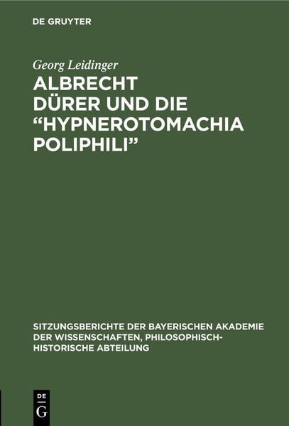 Produktbild: Albrecht D&uuml;rer und die "Hypnerotomachia Poliphili"