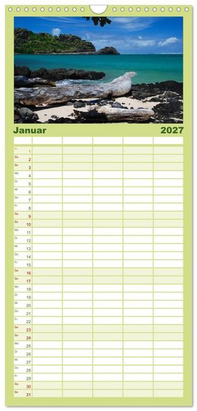 Produktbild: Familienplaner 2027 - Mauritius mit 5 Spalten (Wandkalender, 21 x 45 cm) CALVENDO