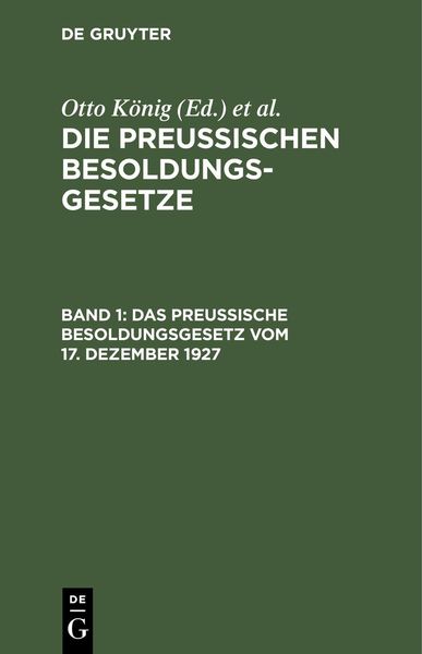 Produktbild: Das Preu&szlig;ische Besoldungsgesetz vom 17. Dezember 1927